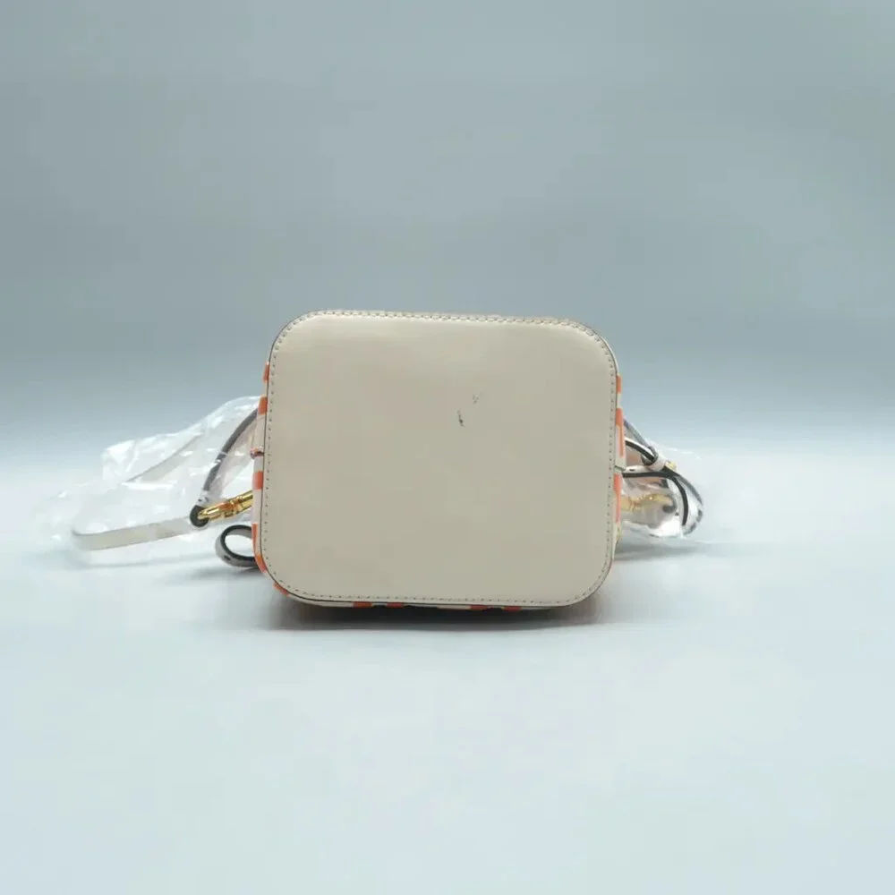 100% Authentic FENDI Mon Tresor Beige&Orange Leather Satchel 999-102424 - Picture 5 of 12